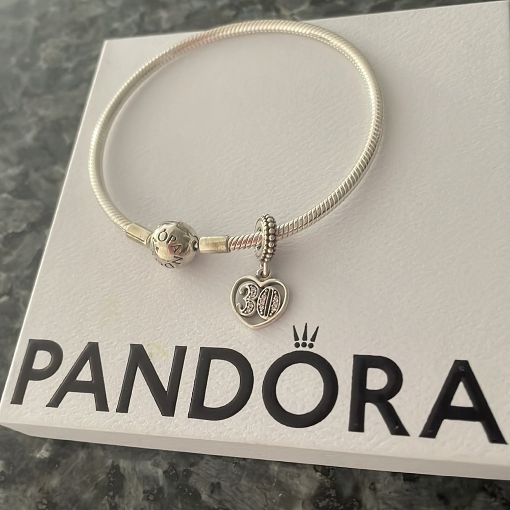 Pandora bracelet and charm set
